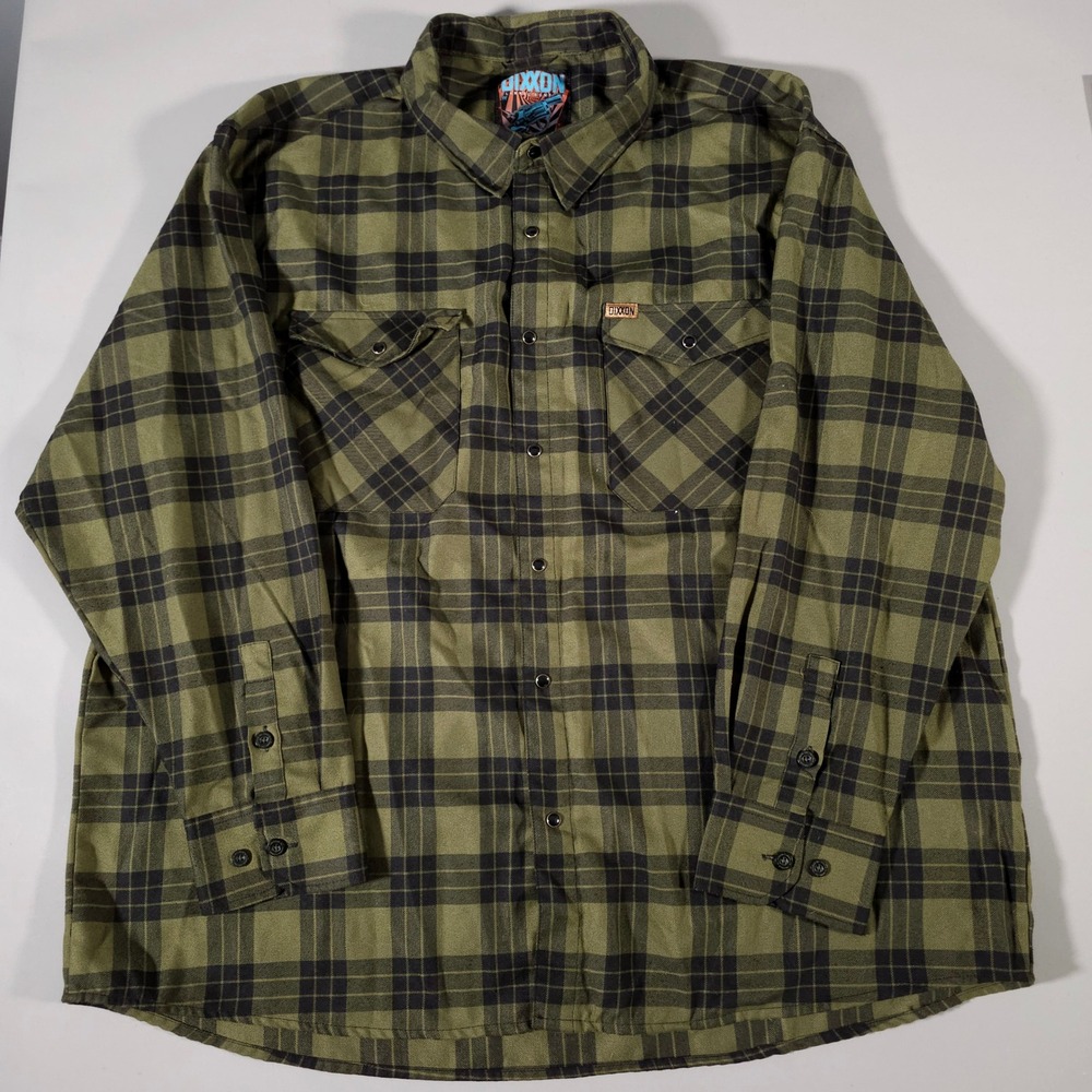 Dixxon Flannel Co Shirt Mens 5X Green Black 38 Special Plaid D-Tech Button